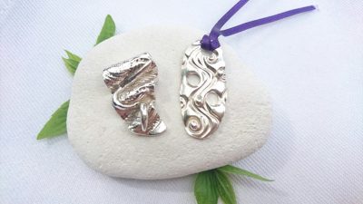 Fully Booked: Silver Clay Textured Pendant